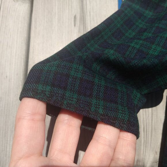 Vintage Baby Dress Dark Blue Green Plaid Toddler Christmas Old Fashioned - Picture 14 of 16